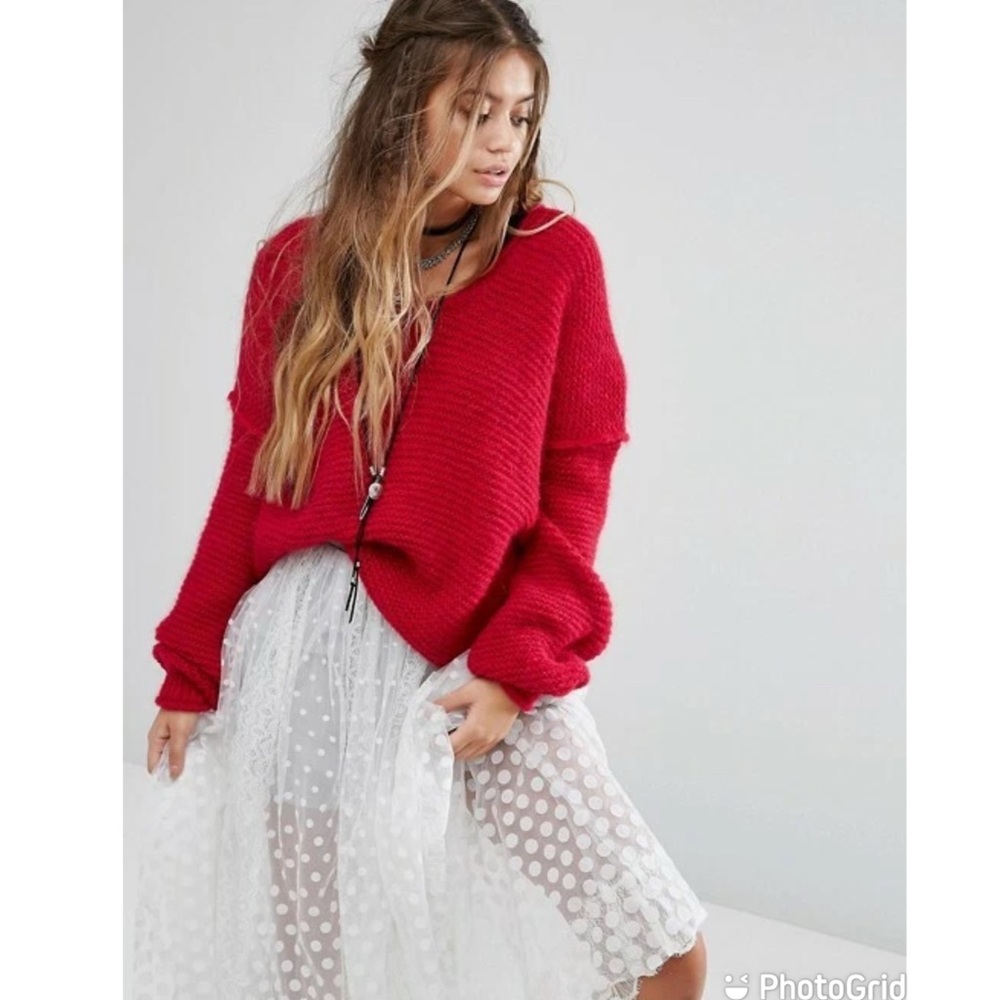 Free People Berry Oversized Sweater